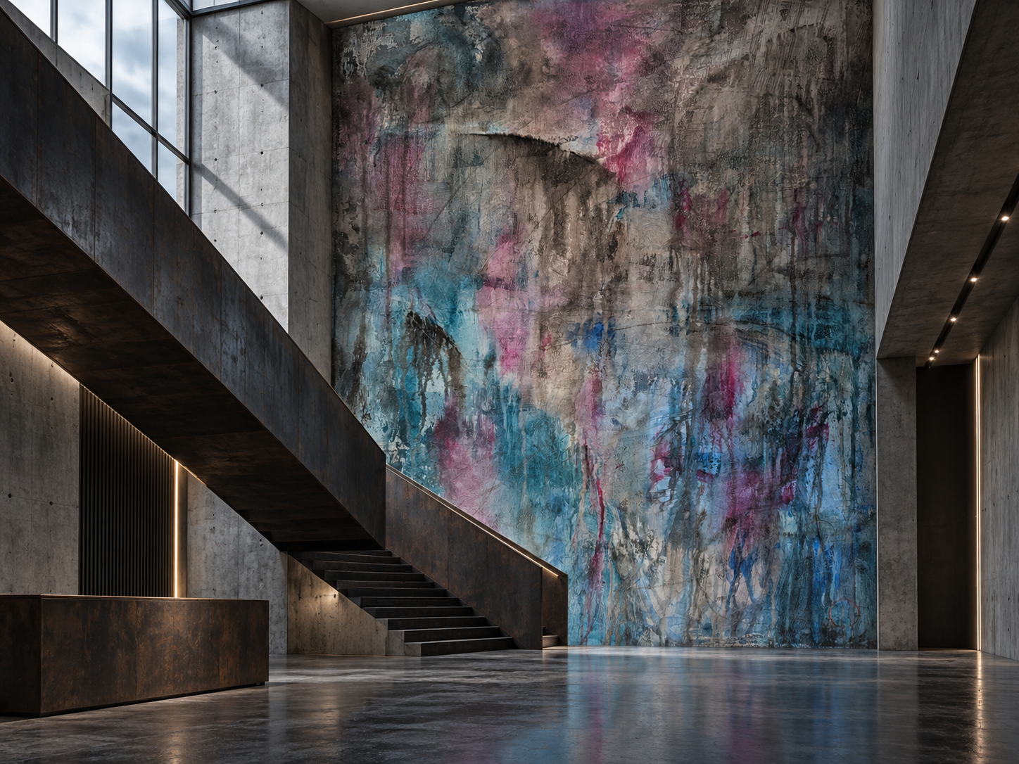 Abandoned industrial mural visualisation by The Black Labrador Project