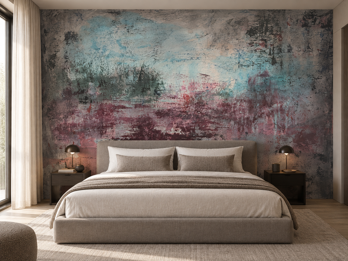 Old Wall bedroom mural visualisation by The Black Labrador Project